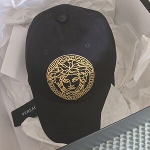 Versace Black and Gold Medusa Hat